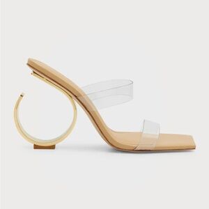 Cult Gaia Idris Vinyl Architectural-Heel Sandals